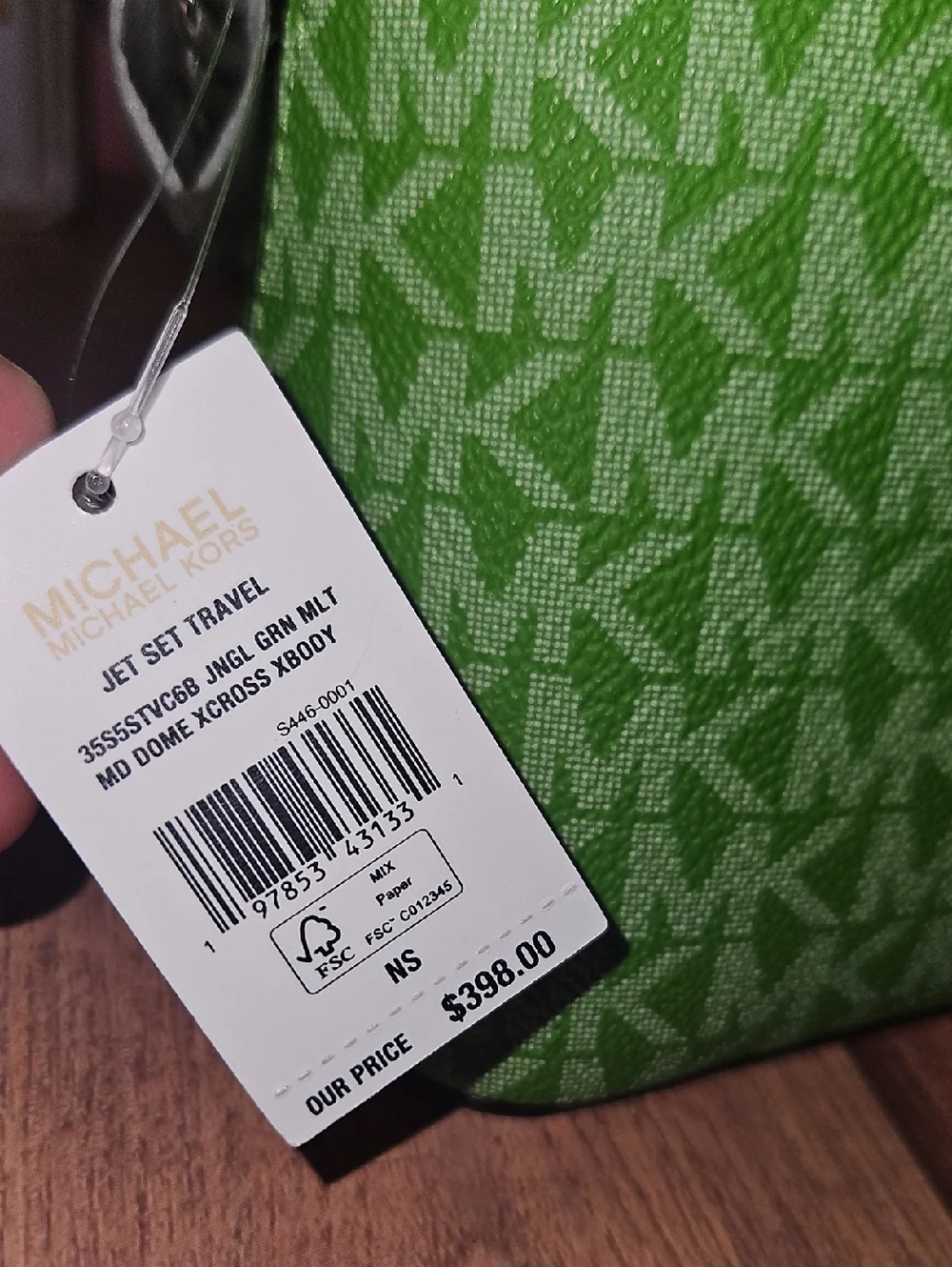 Michael Kors Jet Set Travel Medium Dome Crossbody Jungle Green Multi Nwt